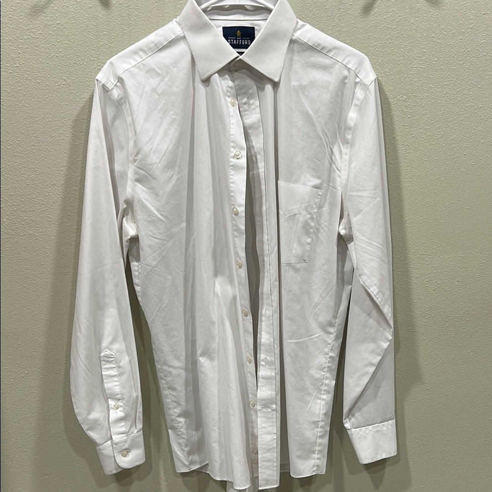 Stafford White Dress Shirt Classic Point Collar